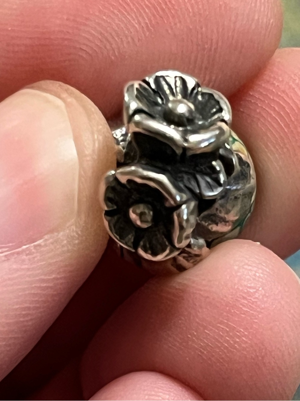 Authentic Trollbeads Forget-Me-Not With Bud Sterling Silver 925 Glass Bead - Picture 7 of 8